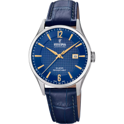 Reloj Festina Hombre F20007/3 Acero Correa Piel Azul Analógico
