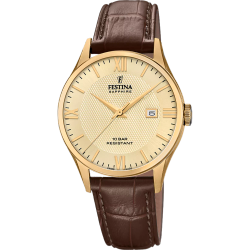 Reloj Festina Hombre F20010/5 Acero Dorado Correa Piel Marrón Analógico