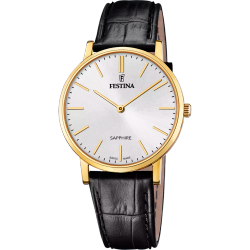 Reloj Festina Hombre F20016/1 Acero Dorado Correa Piel Negra Analógico