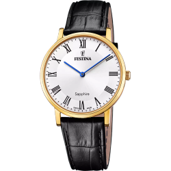 Reloj Festina Hombre F20016/4 Acero Dorado Correa Piel Negra Analógico