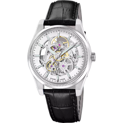 Reloj Festina Hombre F20095/1 Swiss Made Piel Negra Acero Automático