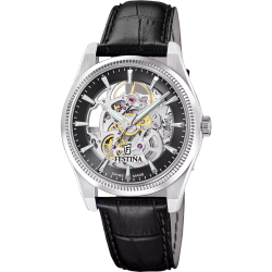 Reloj Festina Hombre F20095/3 Swiss Made Piel Negra Acero Automático