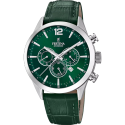 Reloj Festina Hombre F20542/7 Acero Correa Piel Verde Cronógrafo Analógico