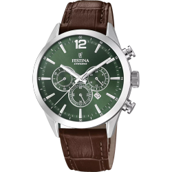 Reloj Festina Hombre F20542/8 Acero Correa Piel Marrón Cronógrafo Analógico