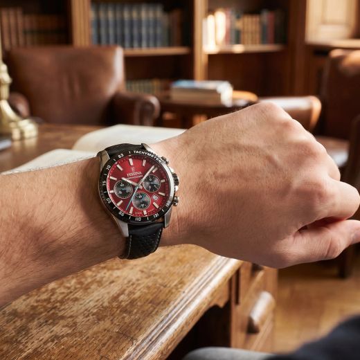 Reloj Festina Hombre F20561/7 Piel Negra Acero Cronógrafo Analógico