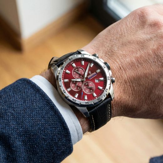 Reloj Festina Hombre F20692/5 Piel negra Cronógrafo Acero Analógico