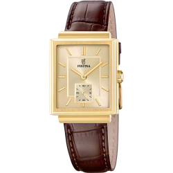 Reloj Festina Hombre F20776/3 Piel Marrón Acero Dorado Analógico