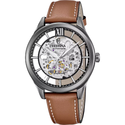 Reloj Festina Hombre F20794/1 Piel Marrón Acero Automático