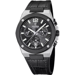 Reloj Festina Hombre F22003/4 Cronógrafo Acero Plateado Bicolor Negro