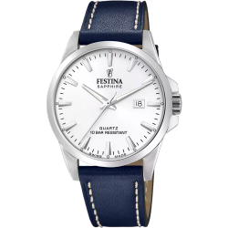 Reloj Festina Hombre Swiss Made F20025/2 Piel Azul Acero Analógico