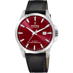Reloj Festina Hombre Swiss Made F20025/5 Piel Negra Acero Analógico