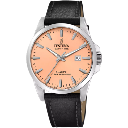 Reloj Festina Hombre Swiss Made F20025/6 Piel Negra Acero Analógico