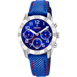 Reloj Festina Infantil F20346/2 Piel Azul Cronógrafo Acero Analógico