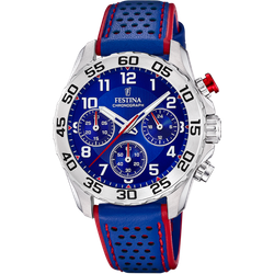 Reloj Festina Infantil F20458/2 Piel Azul Cronógrafo Acero Analógico