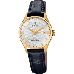 Reloj Festina Mujer F20011/1 Acero Dorado Correa Piel Negra Analógico