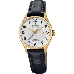 Reloj Festina Mujer F20011/5 Acero Dorado Correa Piel Negra Analógico