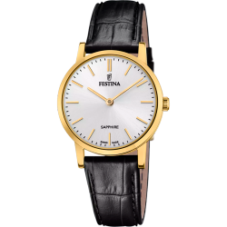 Reloj Festina Mujer F20017/1 Acero Dorado Correa Piel Negra Analógico