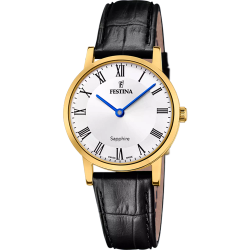 Reloj Festina Mujer F20017/4 Acero Dorado Correa Piel Negra Analógico