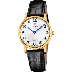 Reloj Festina Mujer F20017/5 Acero Dorado Correa Piel Negra Analógico