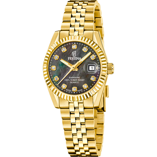 Reloj Festina Mujer F20089/3 Swiss Made Acero Dorado Analógico