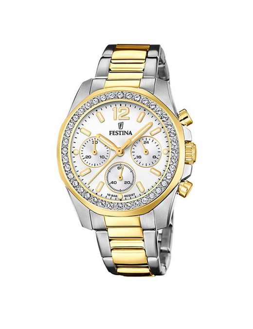 Festina Women's Watch F20607/3 Two-Tone Gold Steel with Zirconia