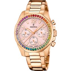 Festina Damenuhr F20639/4 Gold Multicolor Zirkonia