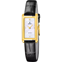 Reloj Festina Mujer F20770/1 Acero Dorado Piel Negra Analógico