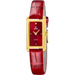 Reloj Festina Mujer F20770/3 Acero Dorado Piel Roja Analógico
