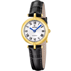 Reloj Festina Mujer F20788/1 Acero Dorado Piel Negra Analógico