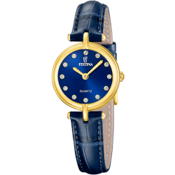 Reloj Festina Mujer F20788/3 Acero Dorado Piel Azul Analógico