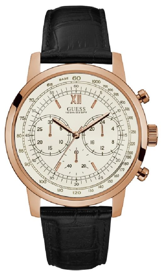 Guess Men's Watch W0916G2 Black Leather
