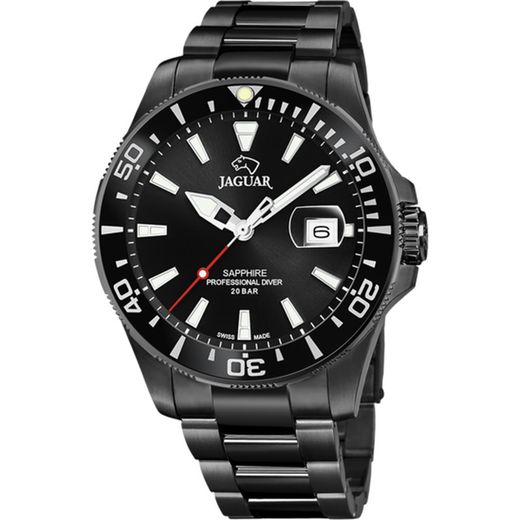 Montre Jaguar J989/1 Pro Diver pour homme en acier noir