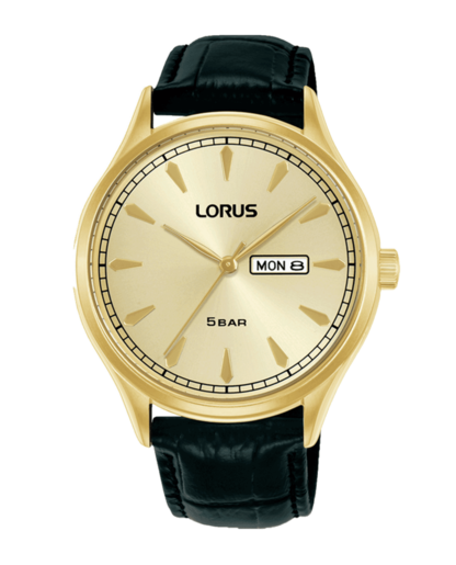 Reloj Lorus Hombre RH328BX9S Piel Negra Acero Dorado Analógico