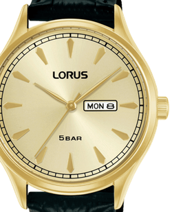 Reloj Lorus Hombre RH328BX9S Piel Negra Acero Dorado Analógico