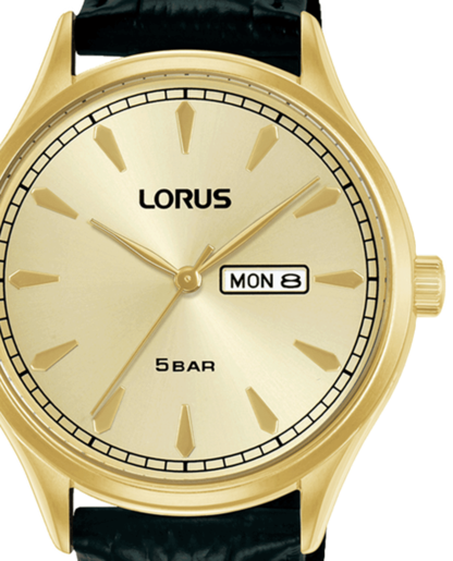Reloj Lorus Hombre RH328BX9S Piel Negra Acero Dorado Analógico