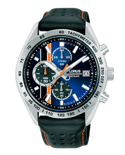 Reloj Lorus Hombre RM303KX9 Cronógrafo Piel Negra Acero Analógico