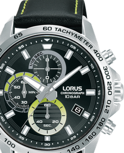 Reloj Lorus Hombre RM359JX9 Cronógrafo Piel Negra Acero Analógico