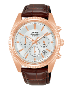 Reloj Lorus Hombre RT304LX9 Piel Marrón Cronógrafo Acero Rose Analógico