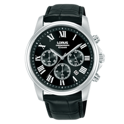 Reloj Lorus Hombre RT341LX9 Piel Negra Cronógrafo Acero Analógico