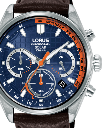 Reloj Lorus Hombre RZ539AX9 Piel Marrón Cronógrafo Acero Solar