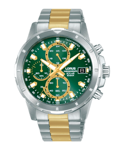 Reloj Lorus Hombre RZ605AX9 Cronógrafo Acero Bicolor Dorado Solar