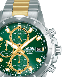 Reloj Lorus Hombre RZ605AX9 Cronógrafo Acero Bicolor Dorado Solar