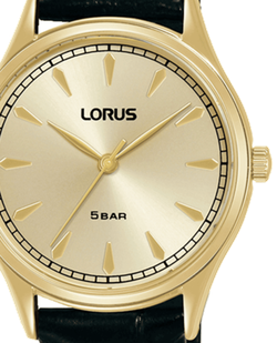 Reloj Lorus Mujer RG298YX9 Piel Negra Acero Dorado Analógico