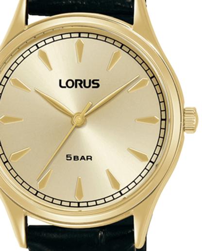 Reloj Lorus Mujer RG298YX9 Piel Negra Acero Dorado Analógico
