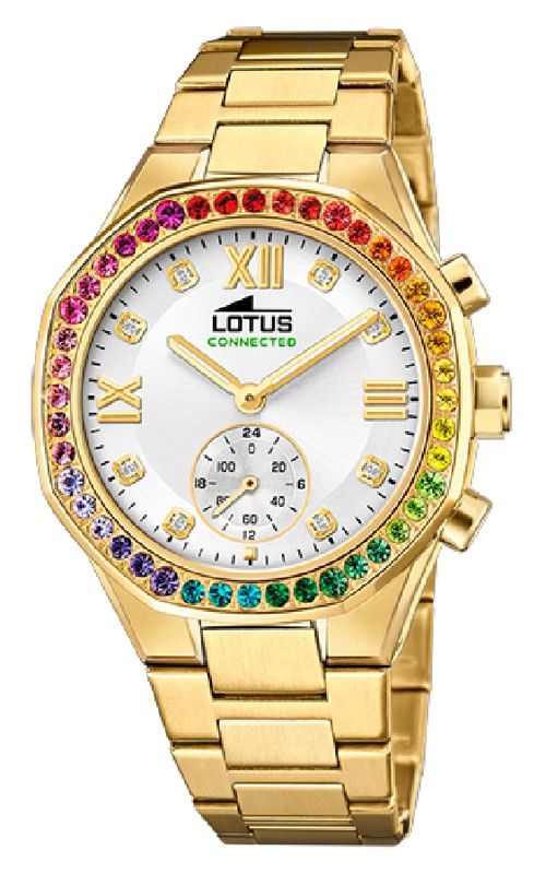 Relógio feminino Lotus Connected 18925/5 híbrido aço dourado