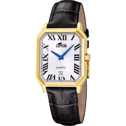 Reloj Lotus Hombre 19081/1 Piel Negra Acero Dorado Analógico