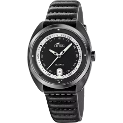 Reloj Lotus Hombre 19099/1 Acero Negro Piel Negra Analógico
