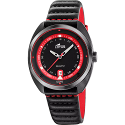 Reloj Lotus Hombre 19099/2 Acero Negro Piel Megra Bicolor Rojo Analógico