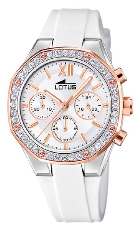 Reloj Lotus mujer cadena esfera blanca-plateado
