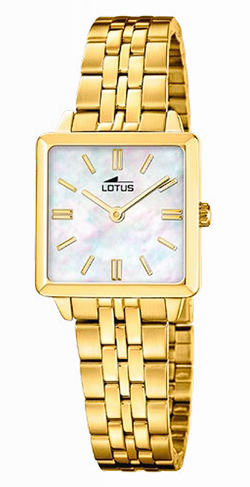 Reloj Lotus Mujer 19011/1 Acero Cuadrado Dorado Con Pulsera